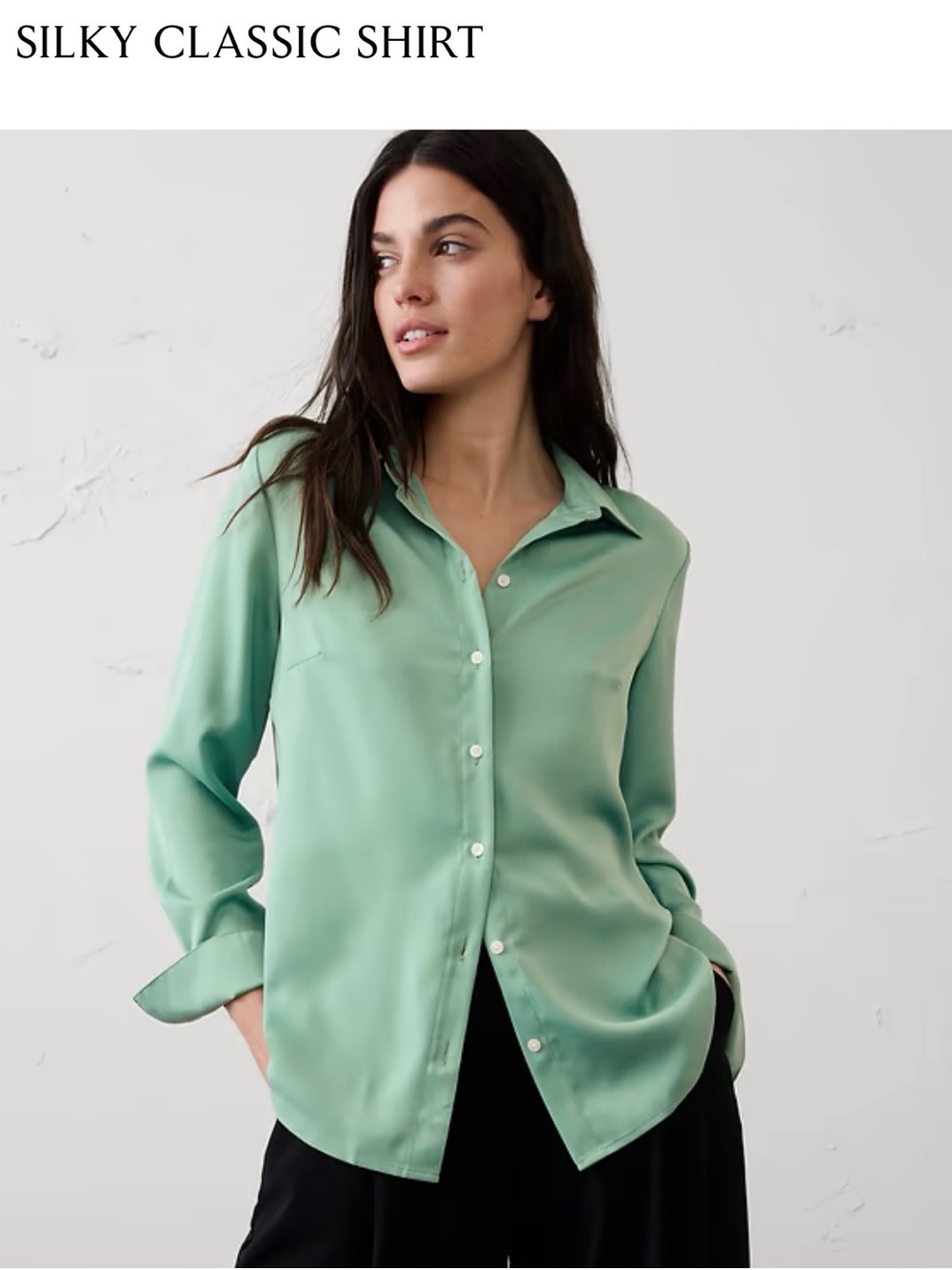 Banana Republic Mint Green Silk Button-Front Blouse